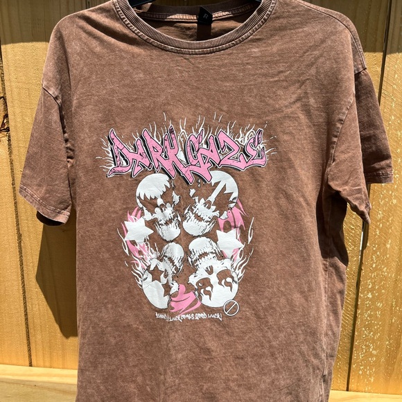 ROMWE Grunge Punk Skull Brown T-Shirt - Picture 1 of 3